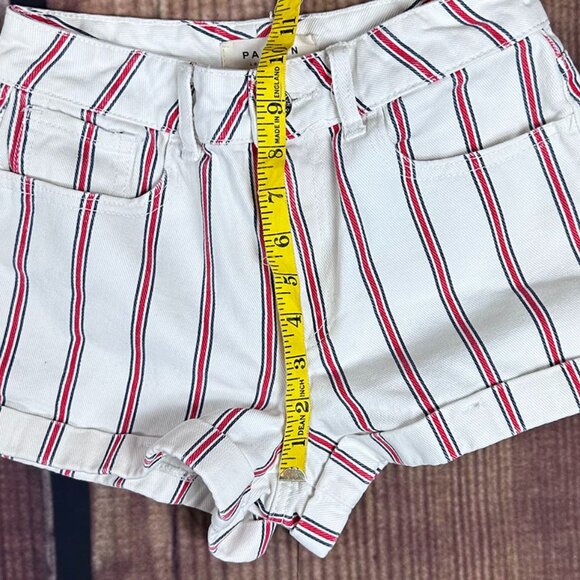 PacSun White Denim Red Striped Mom Shorts - Picture 4 of 5